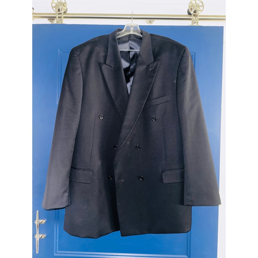 J.D. Christopher Blazer‎ Men 48LBlack Excellent Double Breasted Wool Blend